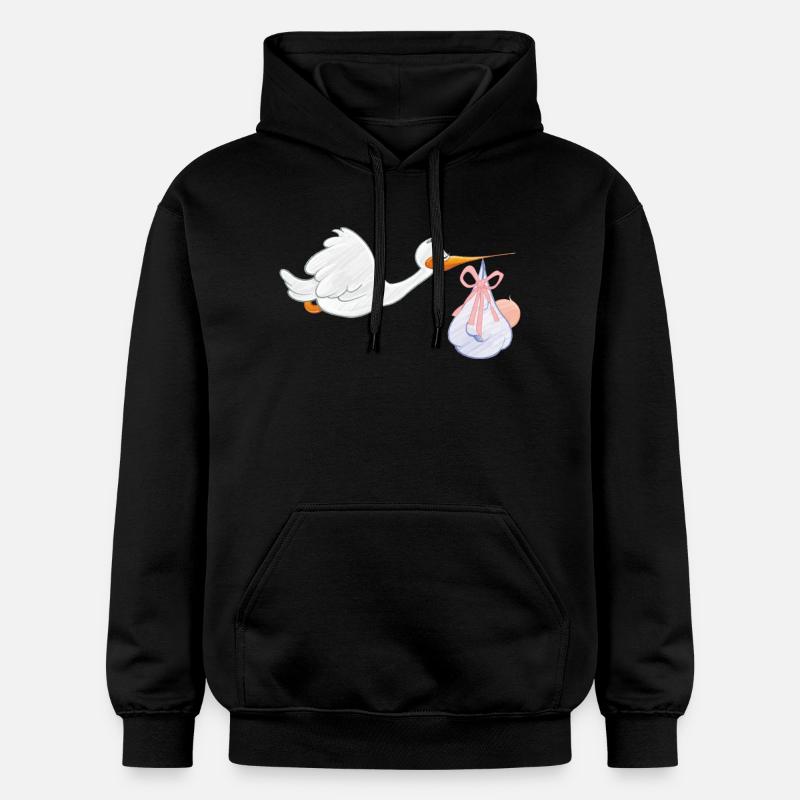 Stork with baby - Gildan Unisex Softstyle® Midweight Hoodie - black