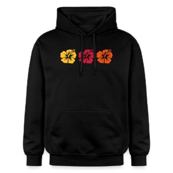 Hibiskus - Gildan Unisex Softstyle® Midweight Hoodie - Schwarz - Vorne - Marisol (170cm) & Nik (191cm)