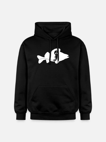 Perch with Creature Bait - white - Gildan Unisex Softstyle® Midweight Hoodie - black