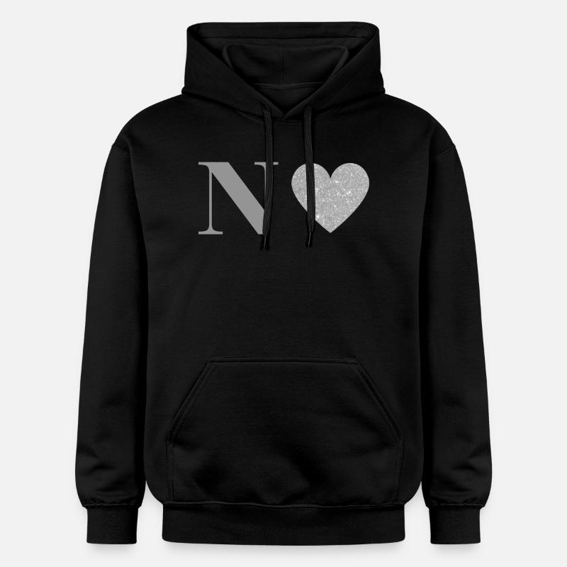 Silberner Buchstabe n Herz - Gildan Unisex Softstyle® Midweight Hoodie - Schwarz