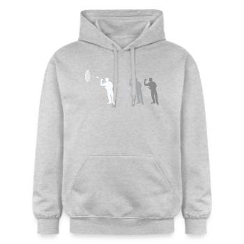 Dart Spieler Retro Darts WM - Gildan Unisex Softstyle® Midweight Hoodie - Hellgrau meliert - Vorne - Liana (172cm) & Jaron (178cm)