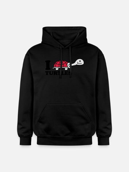 I Love Turtles - Gildan Unisex Softstyle® Midweight Hoodie - Schwarz