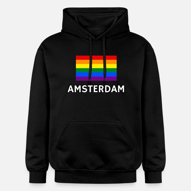 Pride Flagge Amsterdam - Gildan Unisex Softstyle® Midweight Hoodie - Schwarz