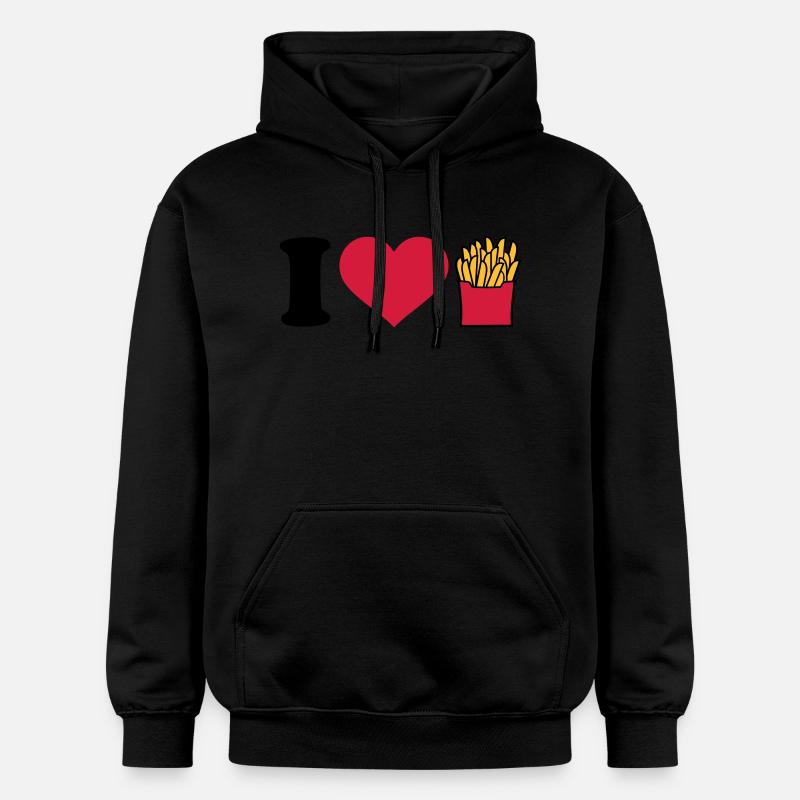 I love Pommes frites - Sweat à capuche Softstyle® Gildan Unisexe - noir
