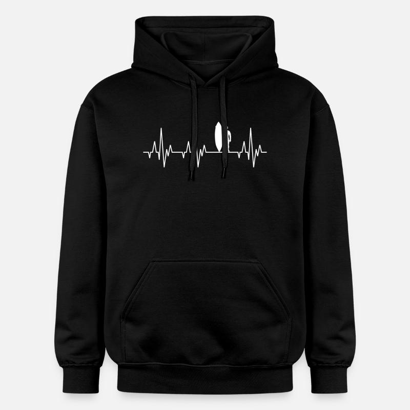 Heartbeat Surf Surfers Surfboard surfant - Sweat à capuche Softstyle® Gildan Unisexe - noir