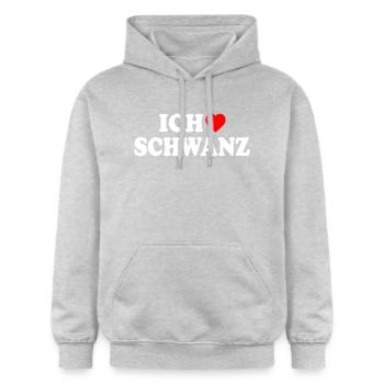 Ich liebe schwanz - Gildan Unisex Softstyle® Midweight Hoodie - Hellgrau meliert - Vorne - Liana (172cm) & Jaron (178cm)