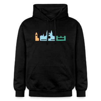 Mallorca Urlaub - Gildan Unisex Softstyle® Midweight Hoodie - Schwarz - Vorne - Marisol (170cm) & Nik (191cm)