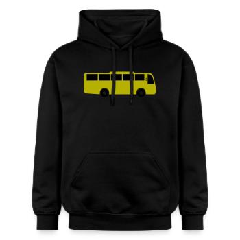bus - Gildan Unisex Softstyle® Midweight Hoodie - Schwarz - Vorne - Marisol (170cm) & Nik (191cm)