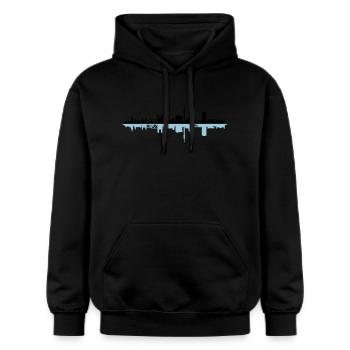 Skyline - Wuppertal - Gildan Unisex Softstyle® Midweight Hoodie - Schwarz - Vorne - Marisol (170cm) & Nik (191cm)