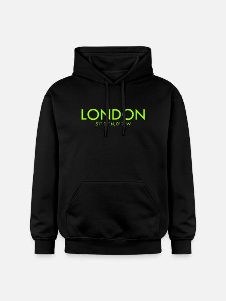London - Coordinates - Latitude - Longitude - GB - Gildan Unisex Softstyle® Midweight Hoodie - black
