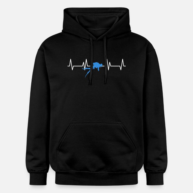 Plongeur Heartbeat ECG Plongée - Sweat à capuche Softstyle® Gildan Unisexe - noir