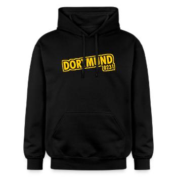 Dortmund - 0231 - Vorwahl - Gildan Unisex Softstyle® Midweight Hoodie - Schwarz - Vorne - Marisol (170cm) & Nik (191cm)