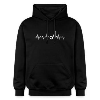 Musik Herzschlag Note - Gildan Unisex Softstyle® Midweight Hoodie - Schwarz - Vorne - Marisol (170cm) & Nik (191cm)