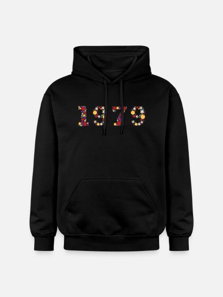 Year 1979 Flowers - Gildan Unisex Softstyle® Midweight Hoodie - black