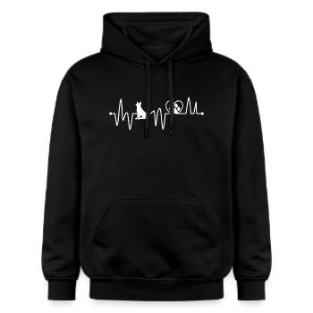 Herzlinie Schäferhund Pfotenabdruck EKG - Gildan Unisex Softstyle® Midweight Hoodie - Schwarz - Vorne - Marisol (170cm) & Nik (191cm)