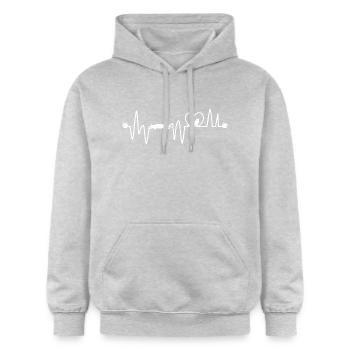 Heartline Cat Fan Heartbeat Cat - Gildan Unisex Softstyle® Midweight Hoodie - light heather grey - Front - Liana (172cm) & Jaron (178cm)