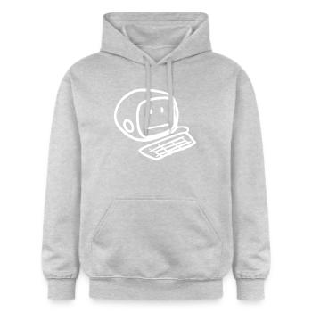 Computer Smiley Face (White) - Gildan Unisex Softstyle® Midweight Hoodie - light heather grey - Front - Liana (172cm) & Jaron (178cm)