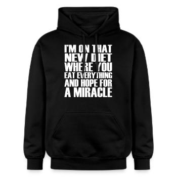 lustige witzige Sprüche - Gildan Unisex Softstyle® Midweight Hoodie - Schwarz - Vorne - Marisol (170cm) & Nik (191cm)