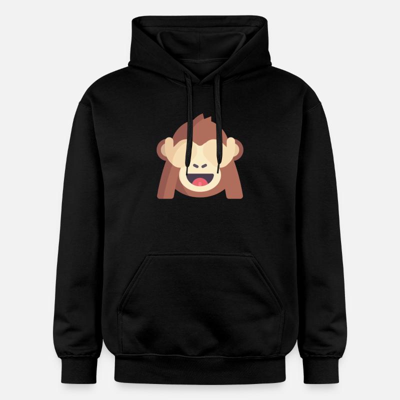 émoticône de singe mignon - Sweat à capuche Softstyle® Gildan Unisexe - noir