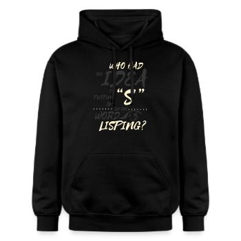 Lispeln Sprache Linguistik Logoädie Therapeut Witz - Gildan Unisex Softstyle® Midweight Hoodie - Schwarz - Vorne - Marisol (170cm) & Nik (191cm)