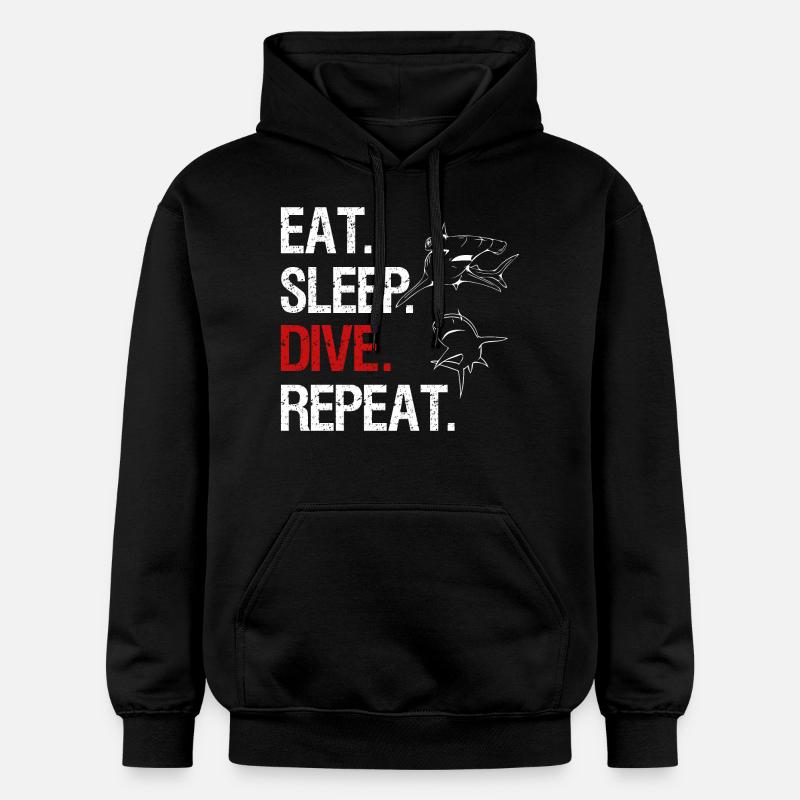 Eat Sleep Dive Repeat - Hammerhai - Gildan Unisex Softstyle® Midweight Hoodie - Schwarz