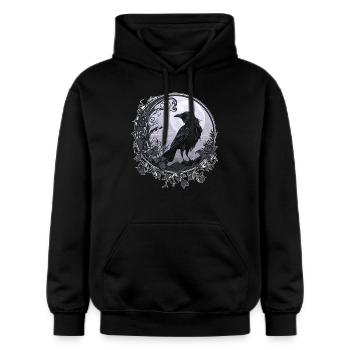 Rabe Krähe - Gildan Unisex Softstyle® Midweight Hoodie - Schwarz - Vorne - Marisol (170cm) & Nik (191cm)