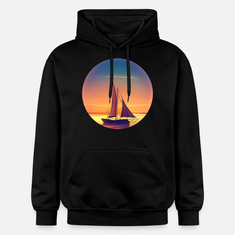 Voilier Sunset Design - Sweat à capuche Softstyle® Gildan Unisexe - noir