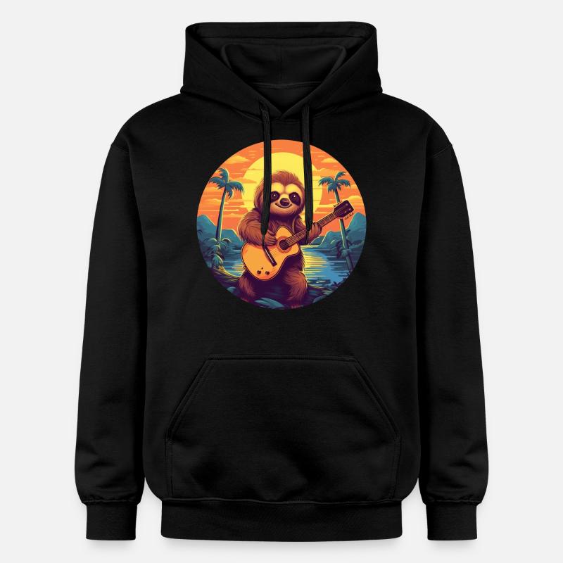 Sloth Guitar Sunset - Sweat à capuche Softstyle® Gildan Unisexe - noir
