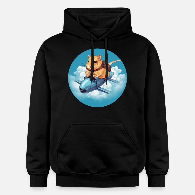 Hamster sur Rocket Sunset Blue - Sweat à capuche Softstyle® Gildan Unisexe - noir