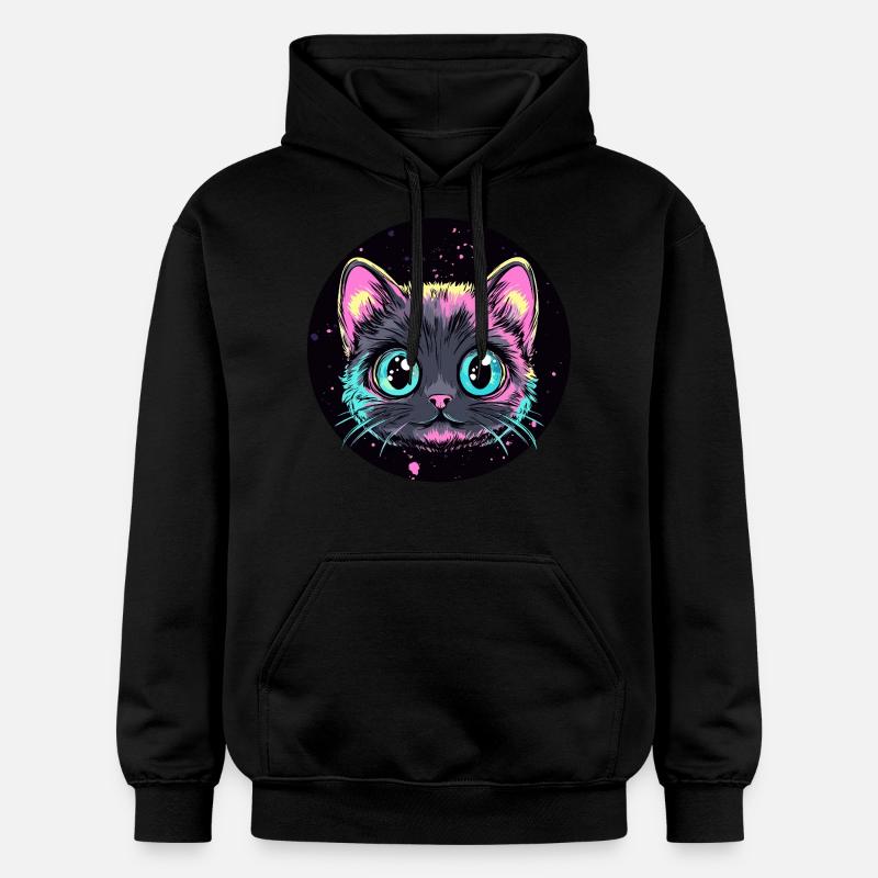 Neon Katze Pop Art - Gildan Unisex Softstyle® Midweight Hoodie - Schwarz