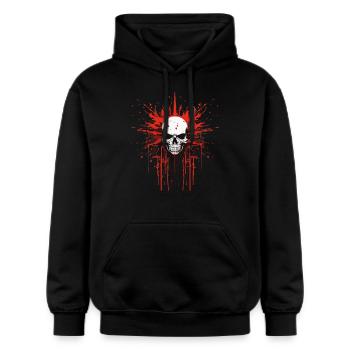 Splatter Skull - Gildan Unisex Softstyle® Midweight Hoodie - black - Front - Marisol (170cm) & Nik (191cm)