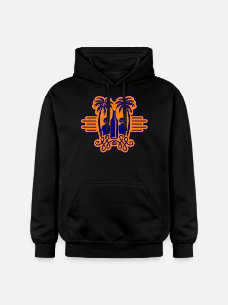 Palm Trees Beach Holiday Party - Gildan Unisex Softstyle® Midweight Hoodie - black