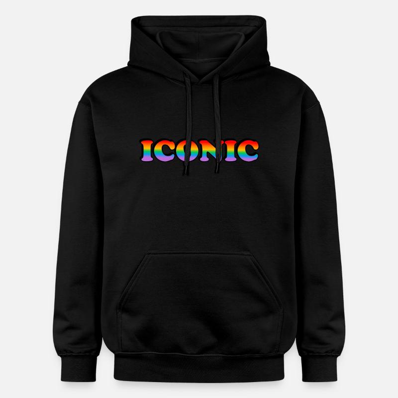 Ikonisch - Regenbogen Text LGBT Pride - Gildan Unisex Softstyle® Midweight Hoodie - Schwarz