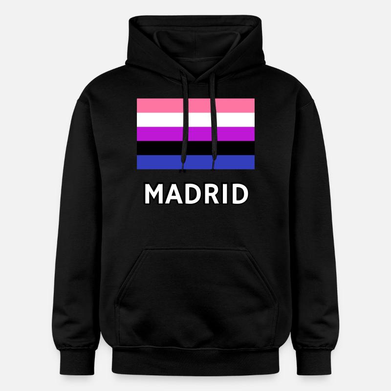 Genderfluid Pride Drapeau Madrid - Sweat à capuche Softstyle® Gildan Unisexe - noir
