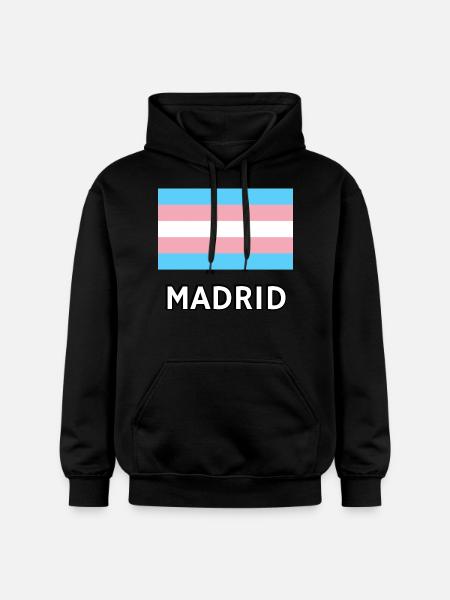 Trans Pride Flag Madrid - Gildan Unisex Softstyle® Midweight Hoodie - black
