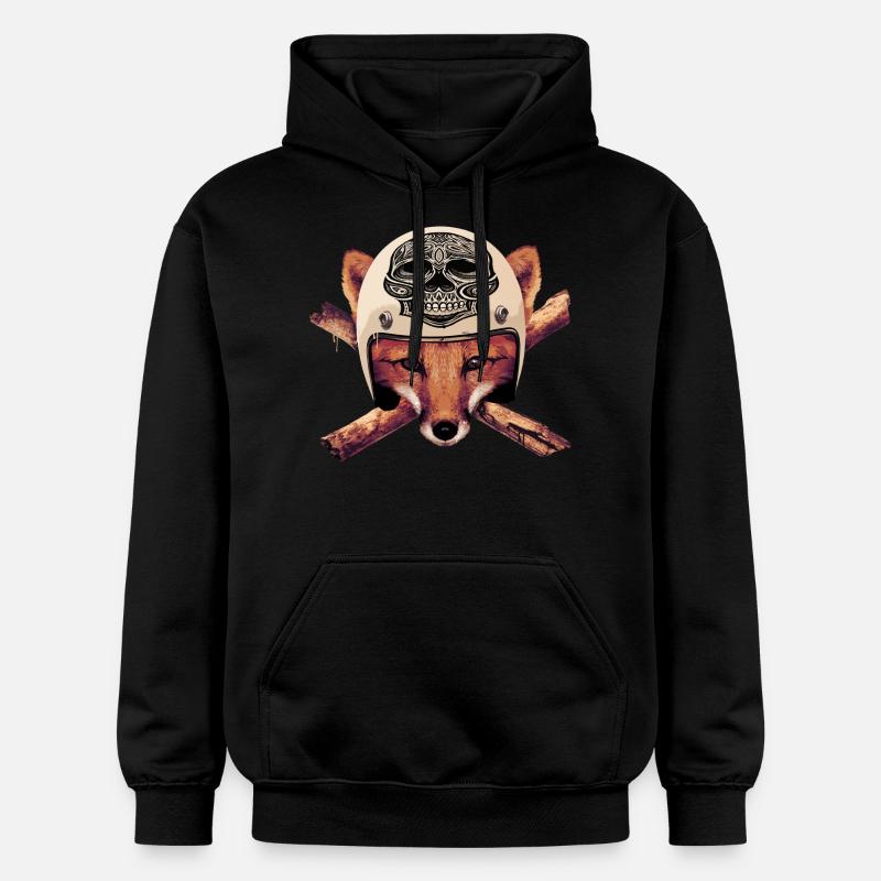 FOX-skull-head - Sweat à capuche Softstyle® Gildan Unisexe - noir