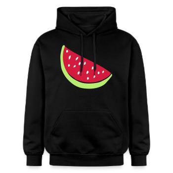 melon - Sweat à capuche Softstyle® Gildan Unisexe - noir - Devant - Marisol (170cm) & Nik (191cm)
