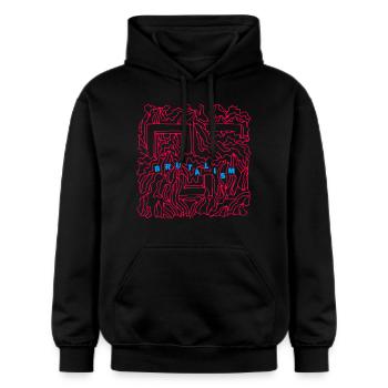 Brutalism - Gildan Unisex Softstyle® Midweight Hoodie - black - Front - Marisol (170cm) & Nik (191cm)