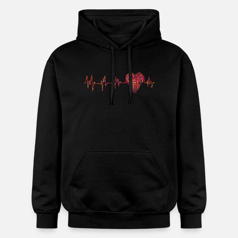 ECG avec de petits coeurs - Sweat à capuche Softstyle® Gildan Unisexe - noir