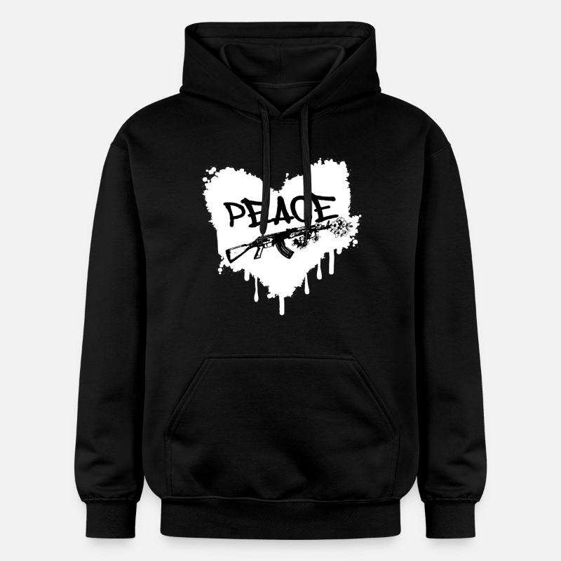 Frieden Gewehr Blüten Graffiti - Gildan Unisex Softstyle® Midweight Hoodie - Schwarz