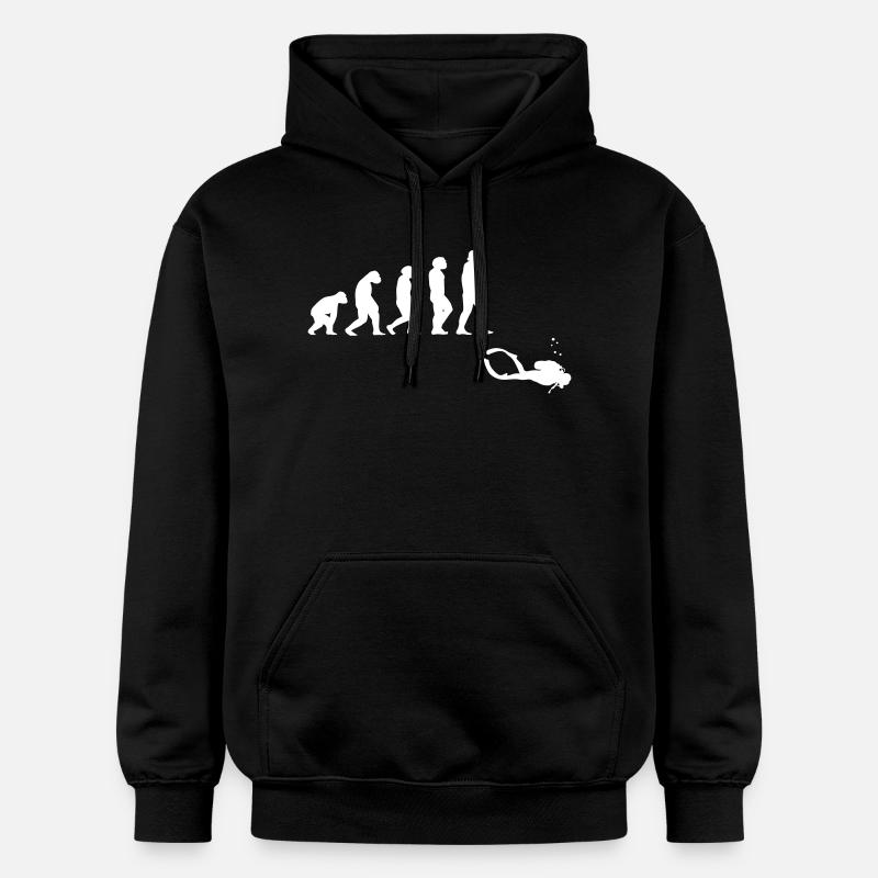 Evolution diving with a device - Gildan Unisex Softstyle® Midweight Hoodie - black