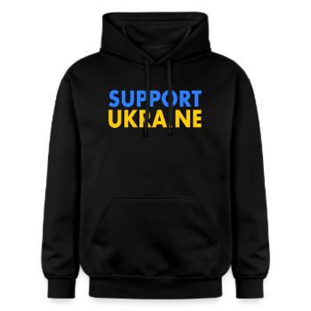 Support ukraine - Gildan Unisex Softstyle® Midweight Hoodie - Schwarz - Vorne - Marisol (170cm) & Nik (191cm)