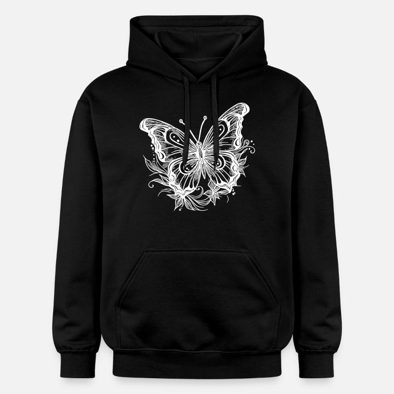 Style Tatouage de fleur Papillon - Sweat à capuche Softstyle® Gildan Unisexe - noir