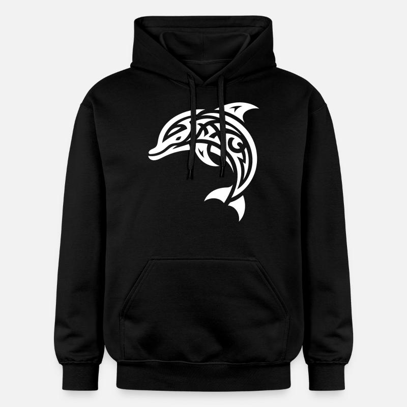 Saut Petit Bébé Tatouage Dauphin - Sweat à capuche Softstyle® Gildan Unisexe - noir