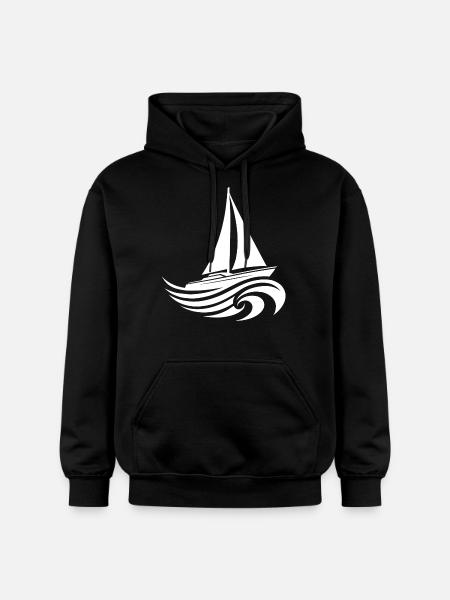 Sailing yacht in heavy waves - Gildan Unisex Softstyle® Midweight Hoodie - black
