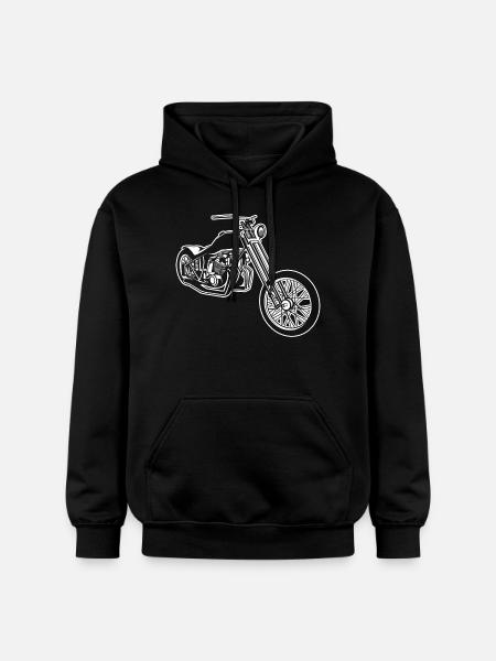 Chopper / Bobber Motorcycle 01_white - Gildan Unisex Softstyle® Midweight Hoodie - black