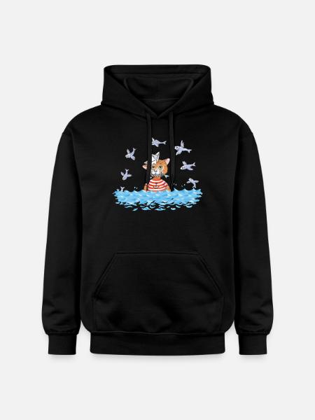 Fish cat - Gildan Unisex Softstyle® Midweight Hoodie - black