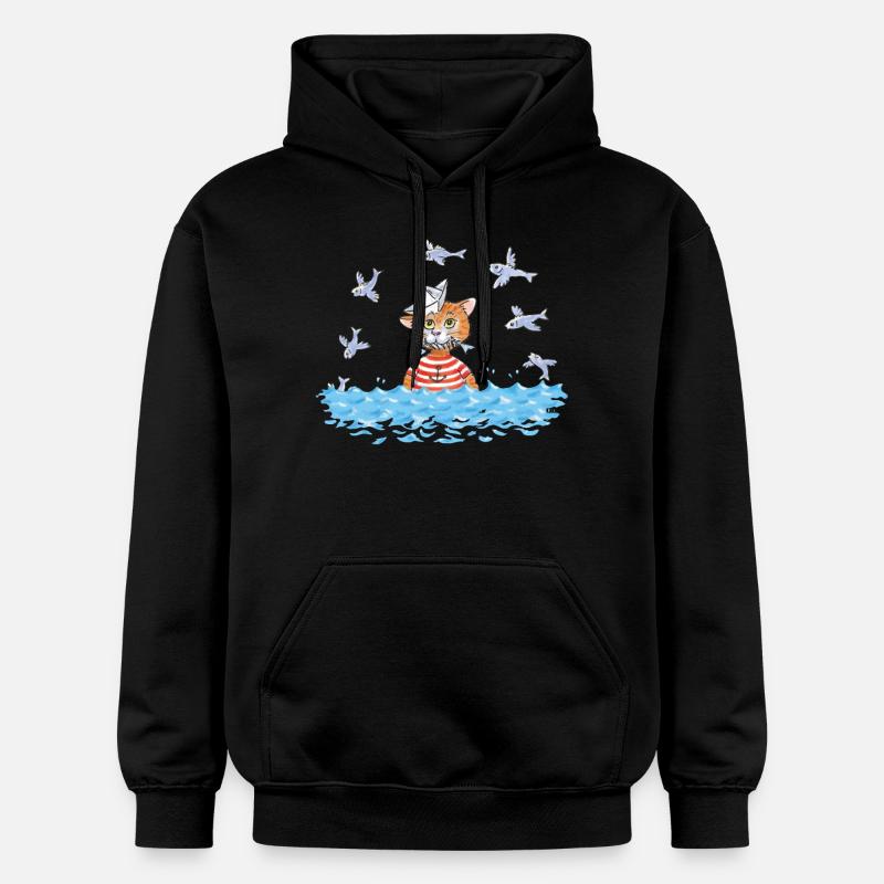 chat de pêche - Sweat à capuche Softstyle® Gildan Unisexe - noir