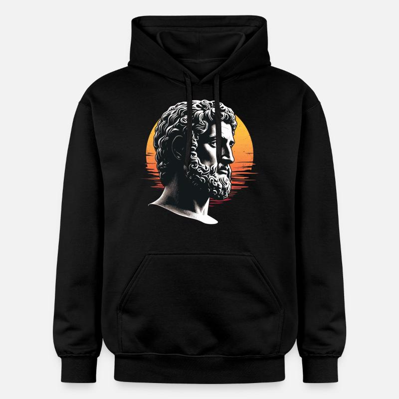 Marcus Aurelius Retro - Gildan Unisex Softstyle® Midweight Hoodie - Schwarz