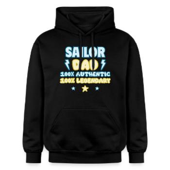 Segel-Papa,Vatertagsgeschenk - Gildan Unisex Softstyle® Midweight Hoodie - Schwarz - Vorne - Marisol (170cm) & Nik (191cm)